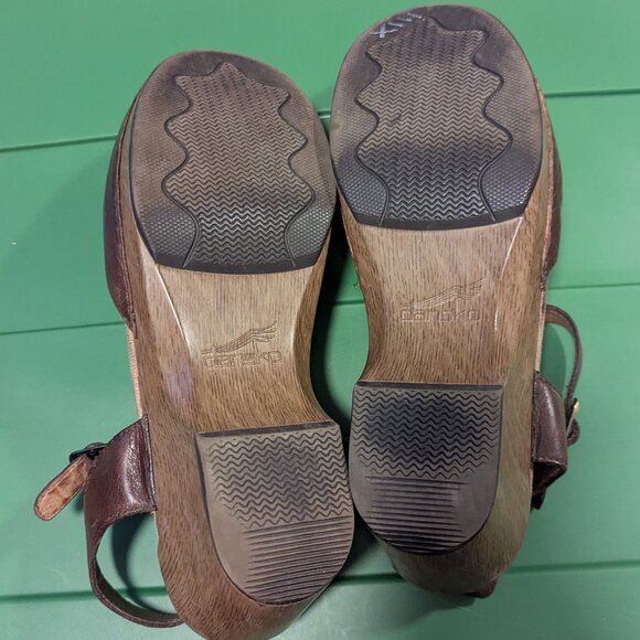 Dansko Sam Leather Mary Jane Scandi Girl Ankle Strap Buckle Heel Sandal Clogs - Picture 6 of 7